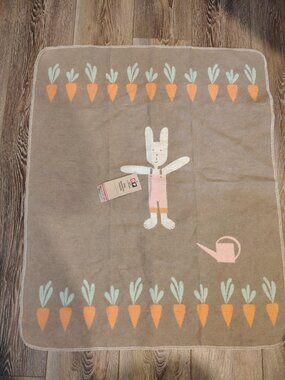 NWT David Fussenegger Baby Blanket Throw Bunny Spring Garden Austria Reversible